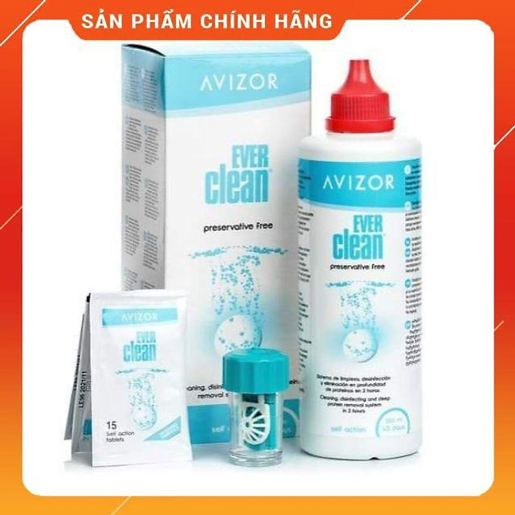 Dung dịch sát trùng kính áp tròng Avizor Ever clean 225ml (30viên)