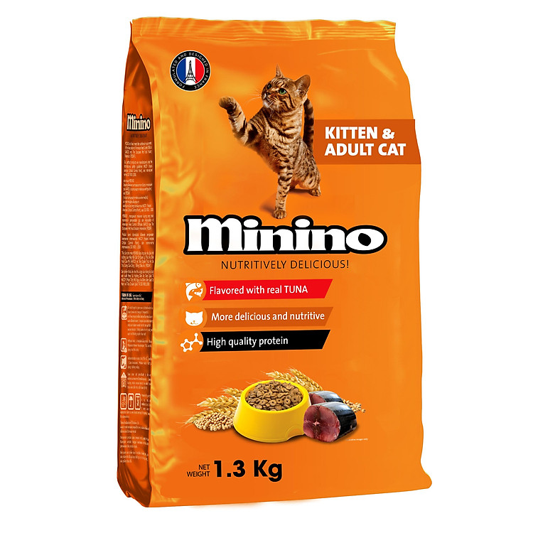 Thức ăn cho mèo con & mèo trưởng thành vị cá ngừ Minino Tuna Flavored 1,3kg