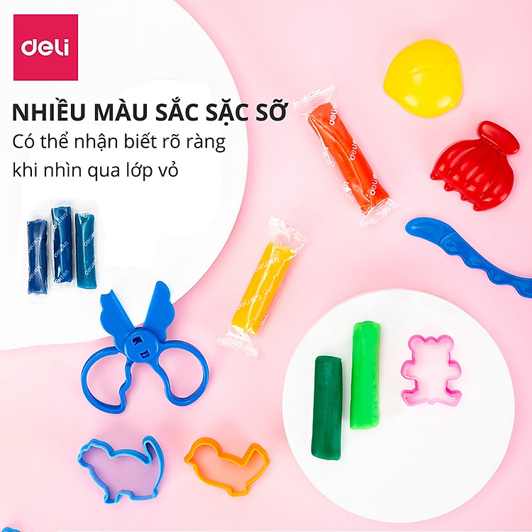 Bộ đất sét nặn 3D Deli 24 màu Chính hãng Giá tốt - Hình ảnh 4