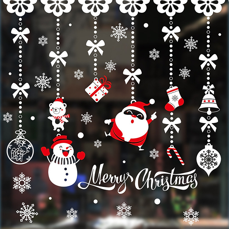 Tranh Decal Dán Kính Trang Trí Cây Thông Giáng Sinh Merry Christmas 02