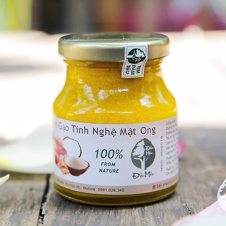 Kem gạo tinh nghệ mật ong Độc Mộc 250g - Dưỡng da trắng mịn, làm mờ thâm nám, tàn nhan