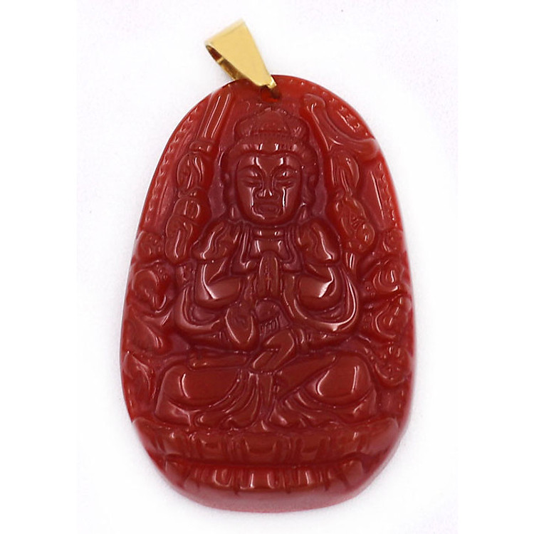 Mặt Phật Thiên Thủ Thiên Nhãn thạch anh đỏ 3.6cm - Phật bản mệnh tuổi Tý