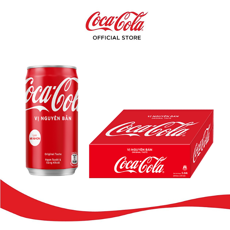 Thùng/Lốc 24 Lon Mi-nhon Nước Ngọt Giải Khát Có Ga Coca-Cola Vị Nguyên Bản Original 235ml/Lon Coca-Cola Official Store Sale 10.10_TK