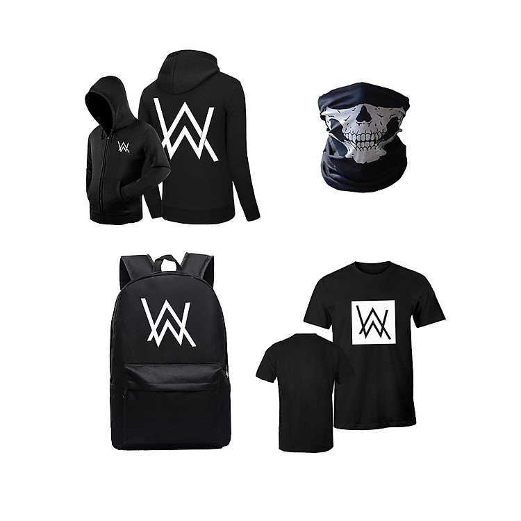 Thời Trang Alan Walker Combo 4 Món Balo, Áo Khoác Nỉ, Áo Thun, Khăn Bịt Mặt Thần Chết