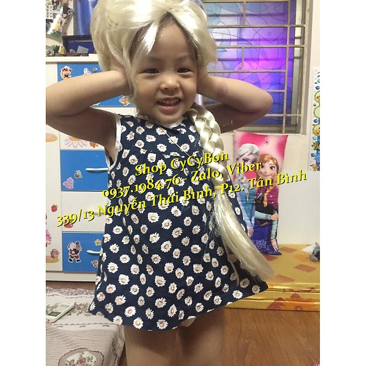 Bộ Đầu Tóc Giả Công Chúa Elsa Cho Bé ( Ảnh Thật )