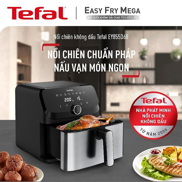 Nồi chiên không dầu điện tử Tefal EY855D68 EasyFry Mega Hàng chính hãng