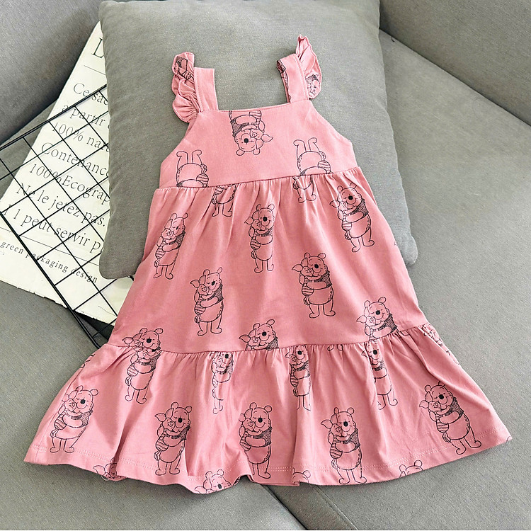 Đầm váy babydoll mùa hè cho bé gái diện đi chơi đi học size 6-20kg chất thun cotton mềm mịn mát