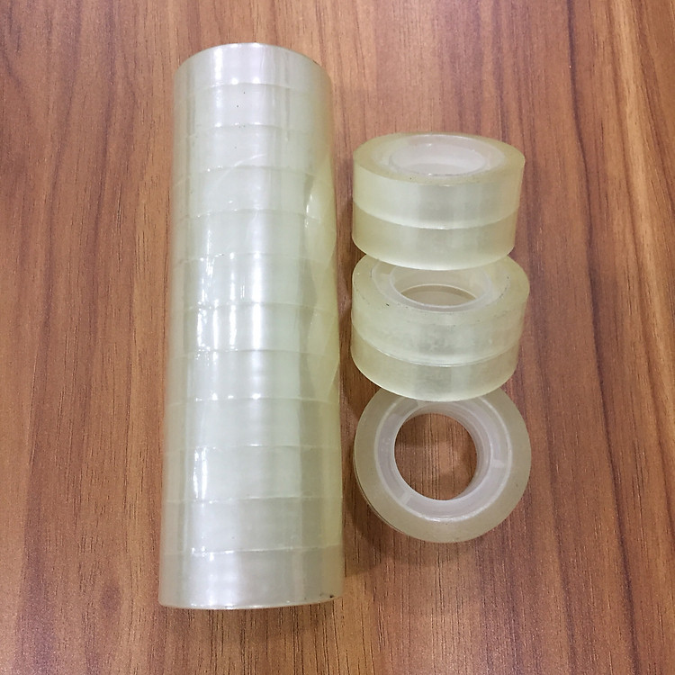 12 cuộn Băng keo trong 1.2cm - Loại nhỏ