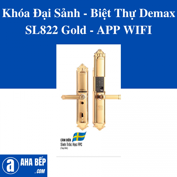 KHÓA ĐẠI SẢNH - BIỆT THỰ DEMAX SL822 GOLD - APP WIFI - HÀNG CHÍNH HÃNG