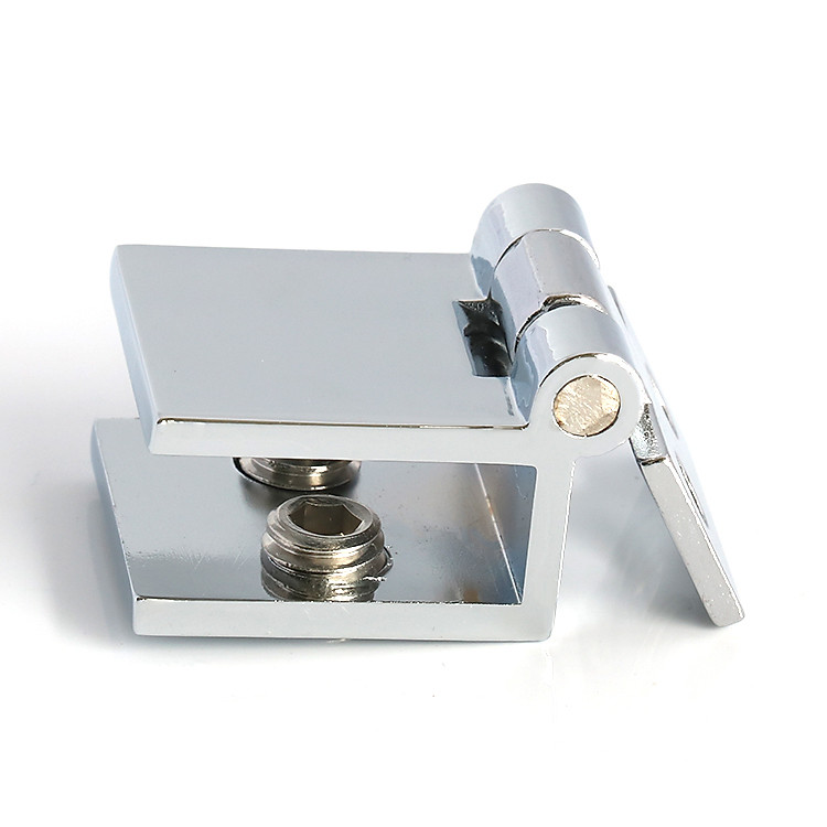 Bộ bản lề tủ kính - tường dùng kính 8mm - 2071 - Hợp kim mạ bóng ( gồm 2 bản lề)