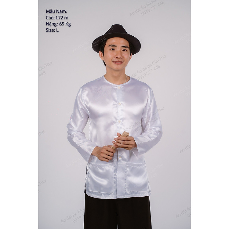 Bộ bà ba áo trắng quần phi đen - Có bộ bà ba Bigsize- may sỉ bà ba toàn quốc - May bộ bà ba theo yêu cầu