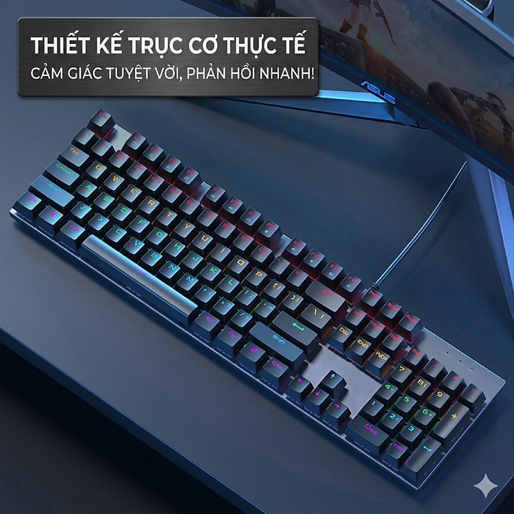 Bàn phím cơ gaming K2 Led Rainbow Xuyên phím cho máy tính laptop - HÀNG NHẬP KHẨU