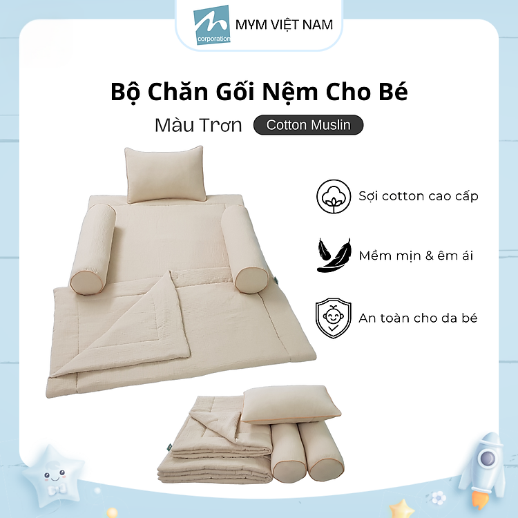 Bộ chăn gối MYM vải xô Muslin Chính hãng Ưu đãi - Hình ảnh 2