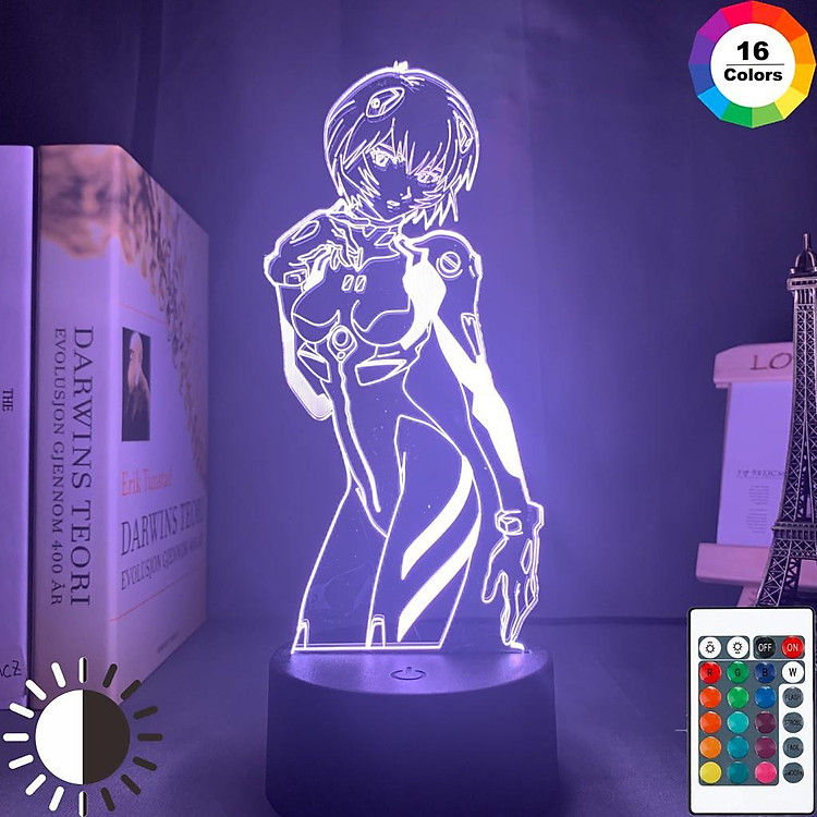 Đèn Ngủ 3D Anime Trang trí Phòng Đèn bàn Đầy màu sắc Ayanami Rei Quà tặng Manga