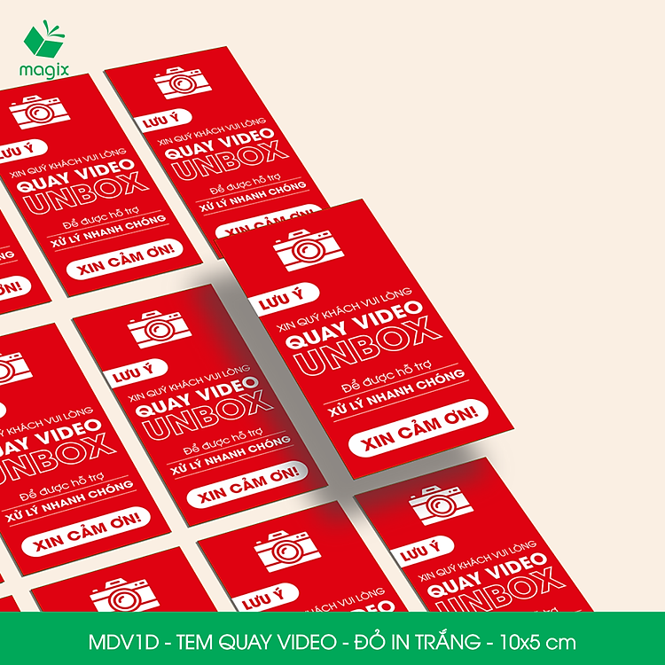Tem chú ý quay video (100 cái) - Đỏ in trắng - 10x5 cm - Ảnh 3