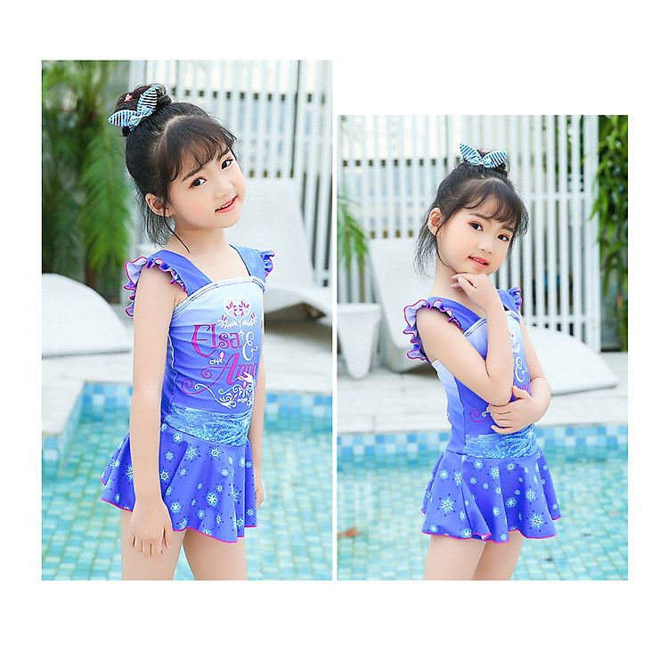 Đồ bơi liền váy cho bé gái in hình công chúa dễ thương