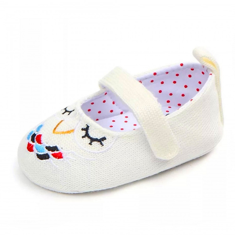 Giày tập đi thêu hình con cú có quai cài cho bé gái – TD9