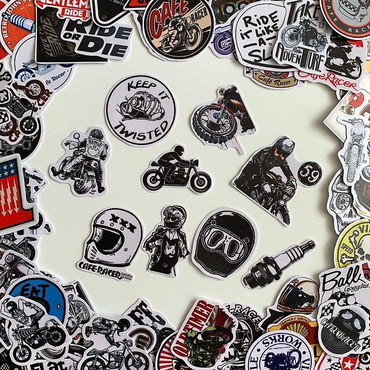 Bộ 20 Sticker Cafe Racer Hình Dán Chống Nước Decal Chất Lượng Cao Trang Trí Va Ly Du Lịch Xe Đạp Xe Máy Xe Điện Motor Laptop Nón Bảo Hiểm Máy Tính Học Sinh Tủ Quần Áo Nắp Lưng Điện Thoại