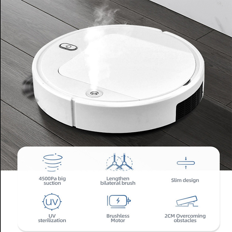 ROBOT hút bụi thông minh thế hệ mới , hút cực mạnh tích hợp phun sương, lau nhà, chiếu tia cực tím diệt khuẩn, thiết kế hiện đại - Hàng chính hãng