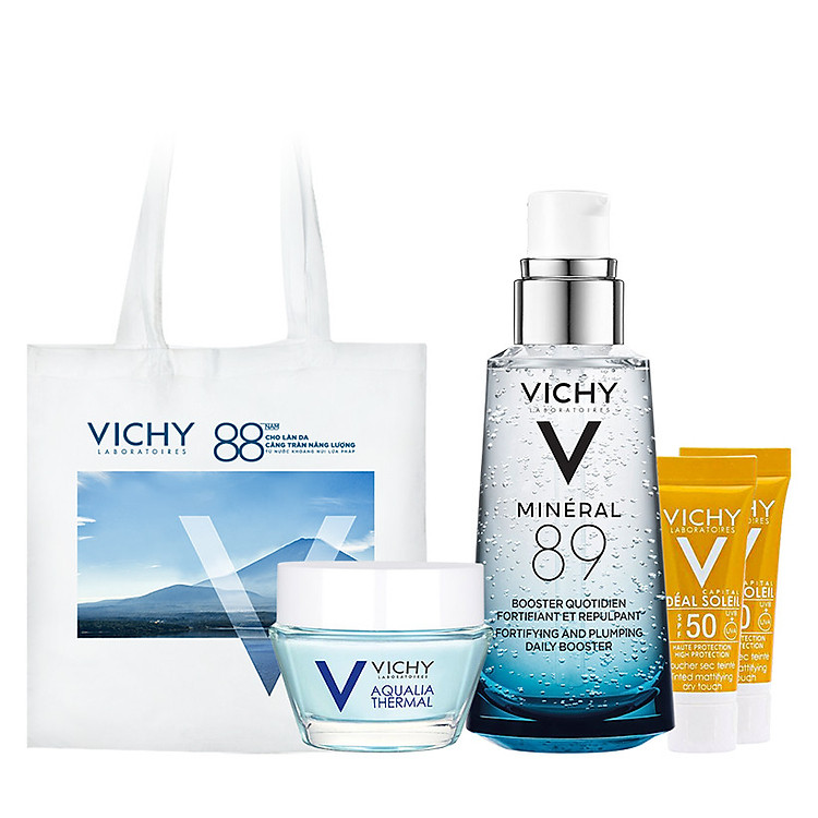 Bộ sản phẩm dưỡng chất (Serum) giàu khoáng chất Vichy Mineral 89 50ml giúp da sáng mịn và căng mượt