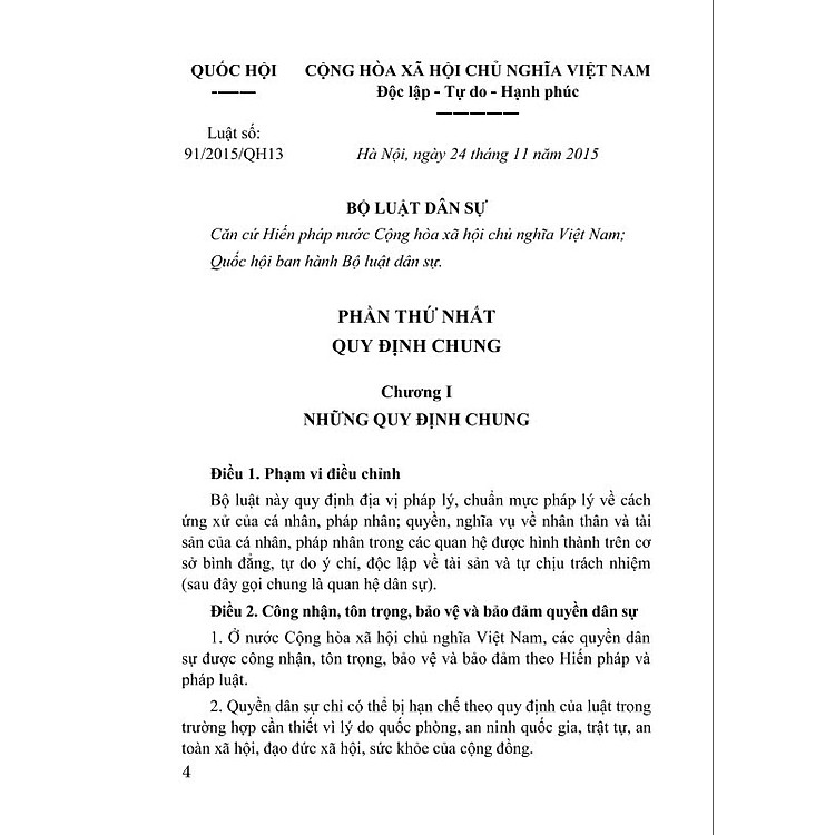 Bộ Luật Dân Sự Nước CHXHCN Việt Nam - Ảnh 2