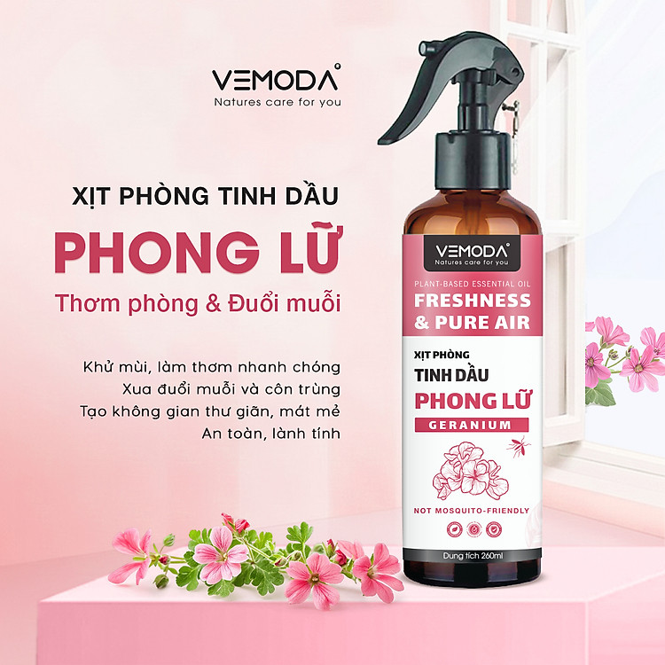 Xịt phòng tinh dầu Phong Lữ - Hỗ trợ xua đuổi muỗi và côn trùng. Giúp khử mùi, làm thơm không gian phòng ốc