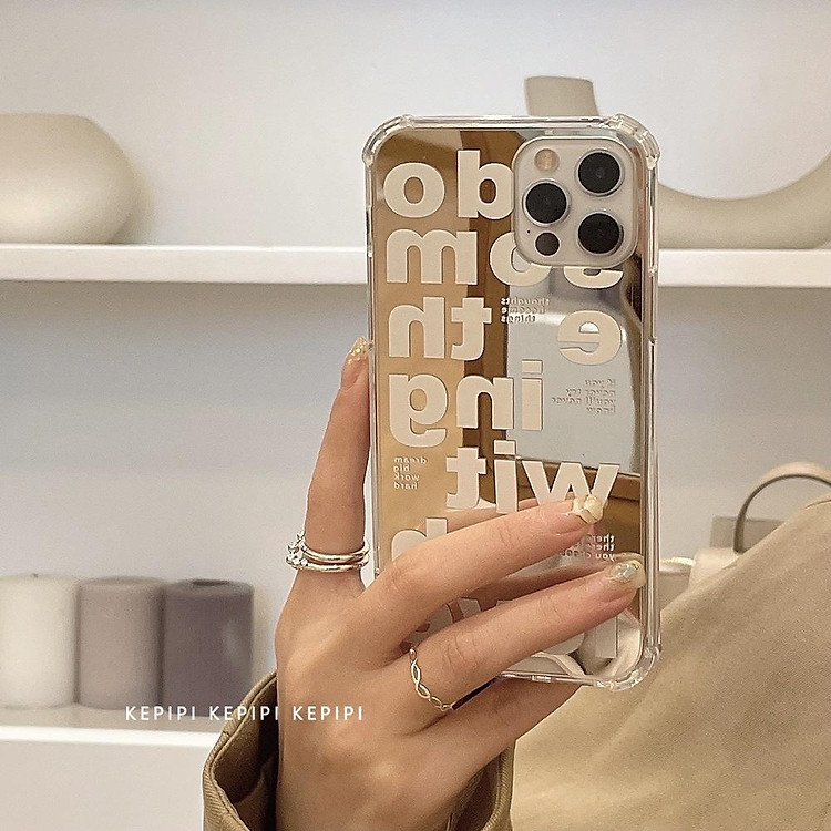 ✟Ốp điện thoại tráng gương in chữ cái đơn giản sáng tạo dành cho iPhone 11 12 Promax