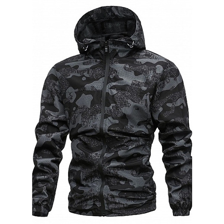 Áo khoác dù nam có nón kiểu rằn ri kiểu lính