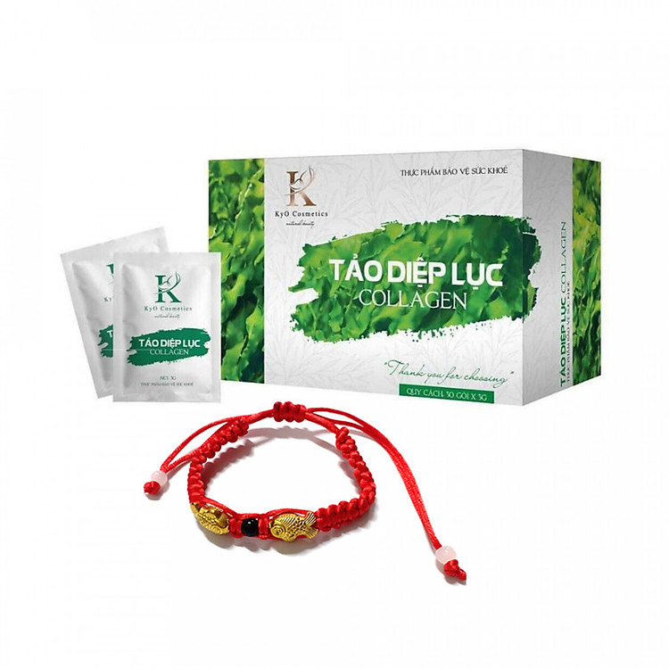 Tảo Diệp Lục Collagen 30 gói/1 hộp + Tăng kèm vòng Phong Thủy Cực Chất