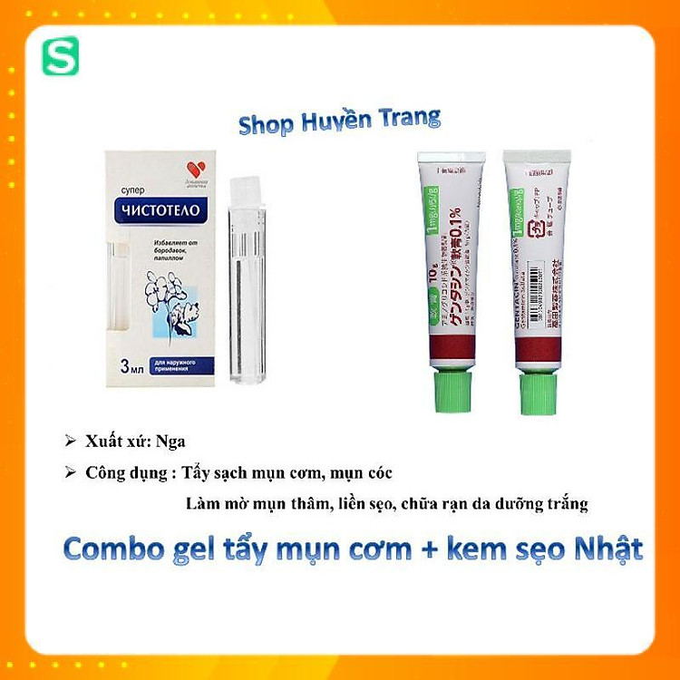 Combo gel tẩy mụn cơm, mụn cóc + kem sẹo Nhật