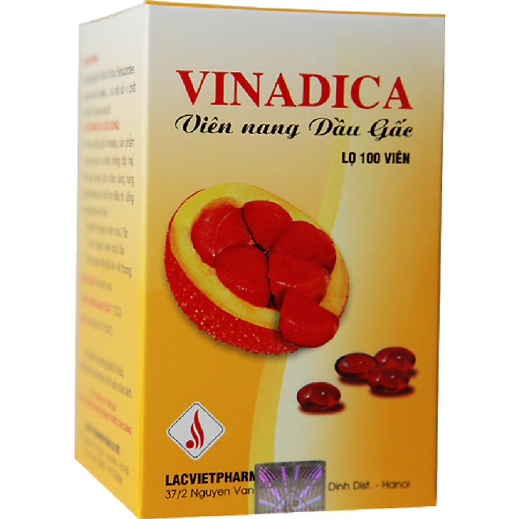 Viên nang dầu gấc VINADICA - Hỗ trợ tăng cường thị lực - Hỗ trợ giảm khô mắt - Lọ 100 viên nang mềm