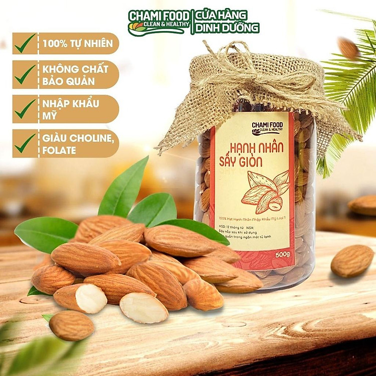 Hạt hạnh nhân sấy ChamiFood 500G Đảm bảo Tiết kiệm - Hình ảnh 3