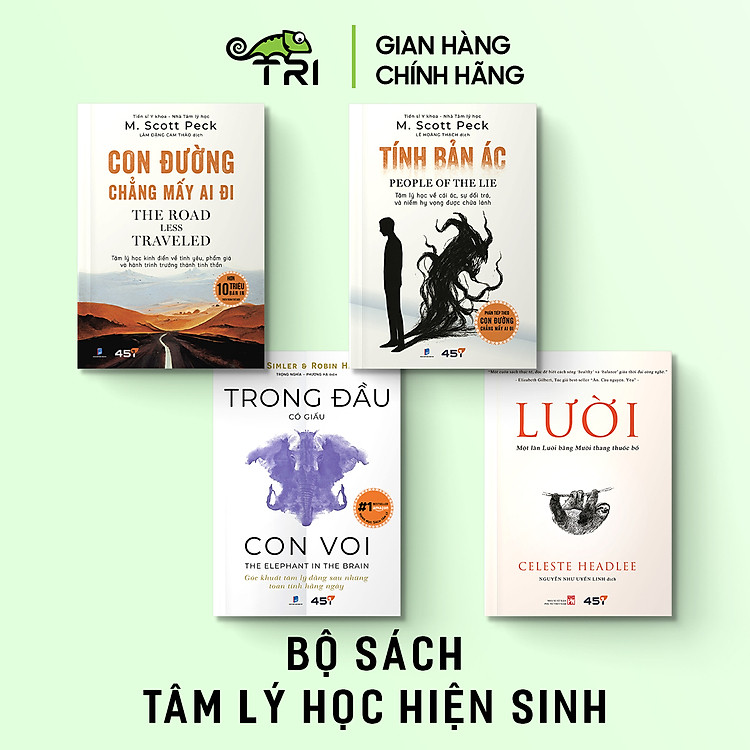 Sách - Combo Tâm Lý Học Hiện Sinh - Con Đường Chẳng Mấy Ai Đi, Trong Đầu Có Giấu Con Voi, Lười, Tính Bản Ác
