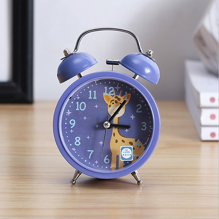 Đồng hồ báo thức CHUÔNG ĐÔI TO, kim loại phong cách cổ điển sang trọng, có in hình