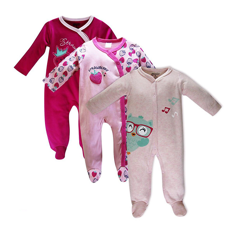 Set 3 body dài liền tất cho bé, quần áo thu đông cho bé sơ sinh