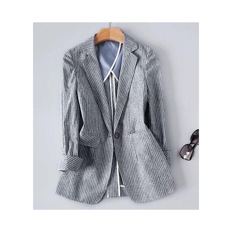 Áo Vest Blazer Nữ Linen Sọc Tay Lỡ