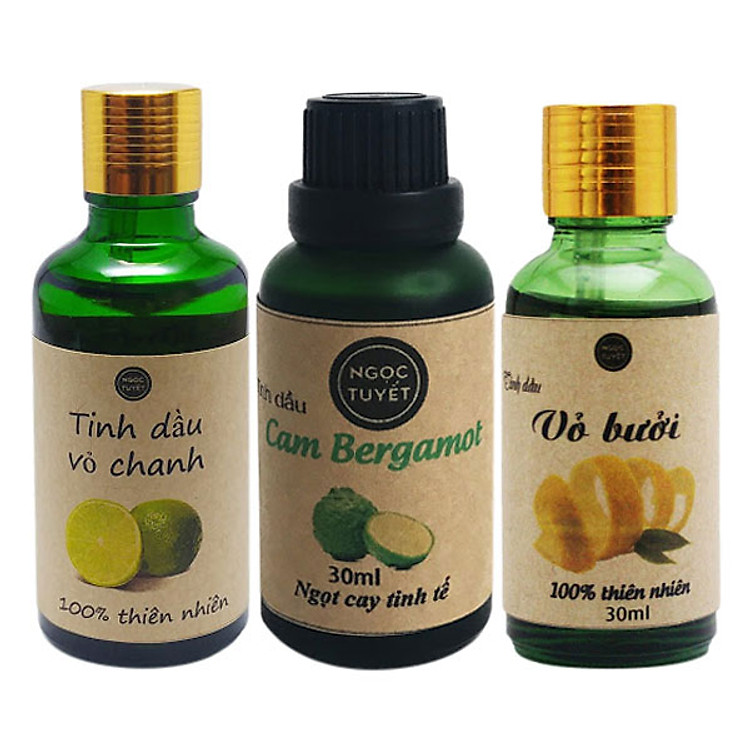 Combo 3 Chai Tinh Dầu Chanh + Tinh Dầu Cam + Tinh Dầu Bưởi Ngọc Tuyết (30ml x 3)