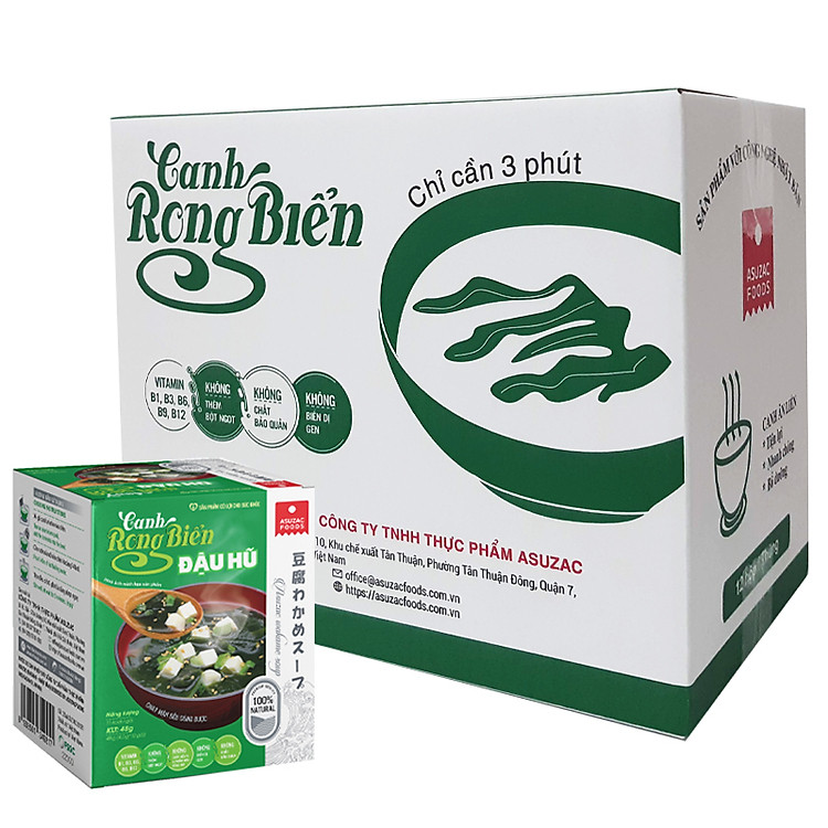 Thùng canh rong biển đậu hũ Asuzac hộp 12 hộp (40g x 12 hộp)