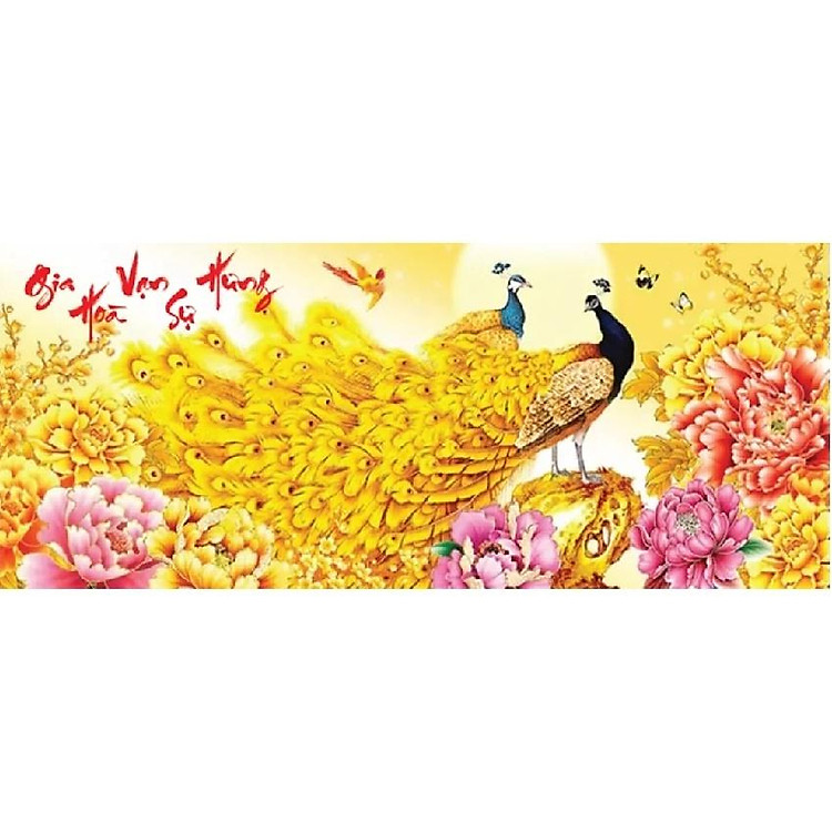 Tranh thêu chữ thập Gia hòa vạn sự hưng LV3200, kích thước 90 x 43 cm