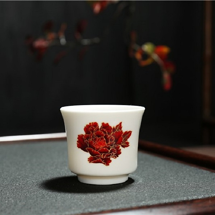 Chén uống trà Cảnh Đức Trấn sm 005 - Hoa mẫu đơn