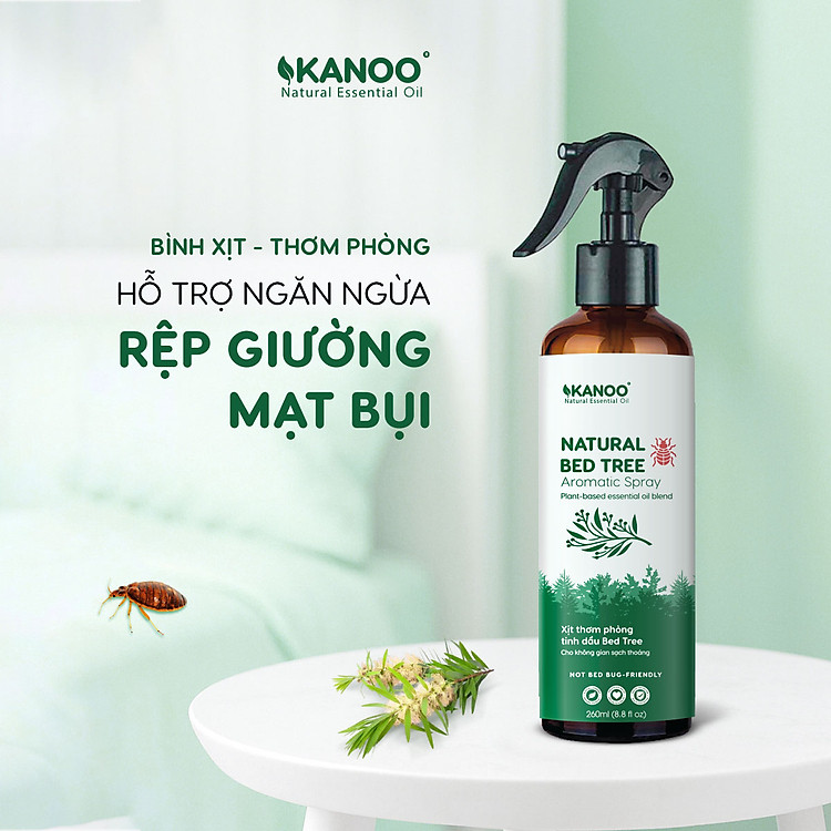 Bình xịt thơm phòng hỗ trợ ngăn ngừa ve bọ, rệp giường, mạt bụi KANOO, thành phần từ thảo dược tự nhiên. Bình xịt thơm phòng, hỗ trợ đuổi côn trùng