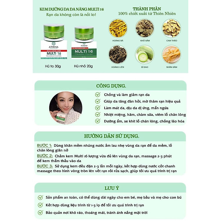 Kem multi 16 hũ to 30g Athena Chính hãng Ưu đãi - Hình ảnh 2