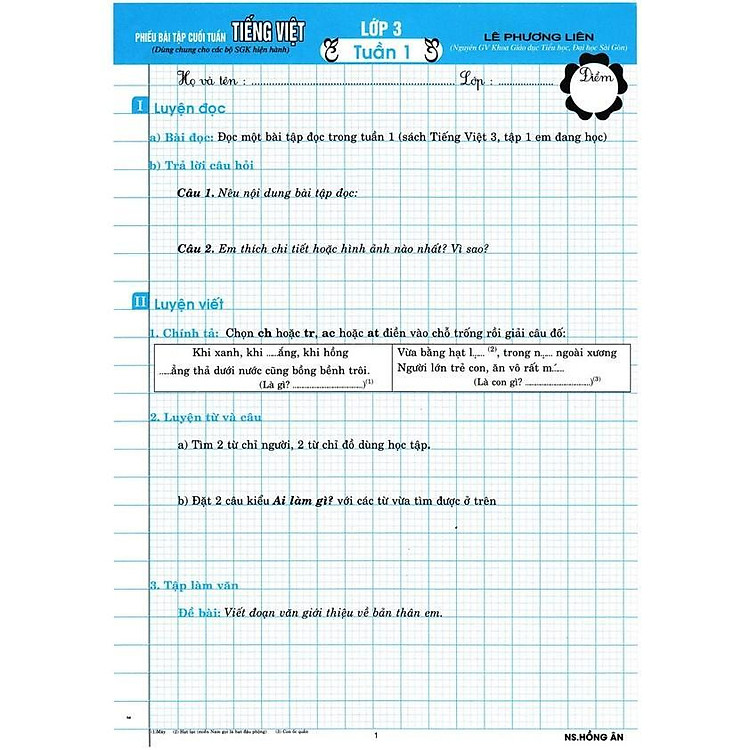 Newshop: Phiếu Bài Tập Cuối Tuấn Môn Tiếng Việt Lớp 3 - Biên Soạn Theo Chương Trình GDPT Mới