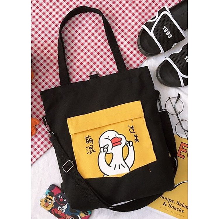 Túi Vải Basic In Hình Ngỗng Cute ( Sản Phẩm Không Chứa Móc Khóa )
