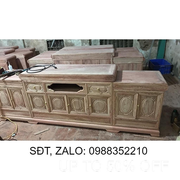 Kệ tivi 2m 2m2 2m4 gỗ sồi trắng phòng khách phòng ngủ