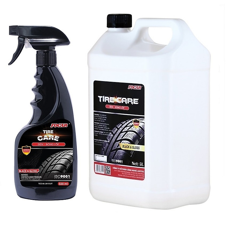 COMBO 5+1 Dung dịch dưỡng đen bóng lốp ô tô FOCAR Tire Care can 5L + bình xịt 500ml