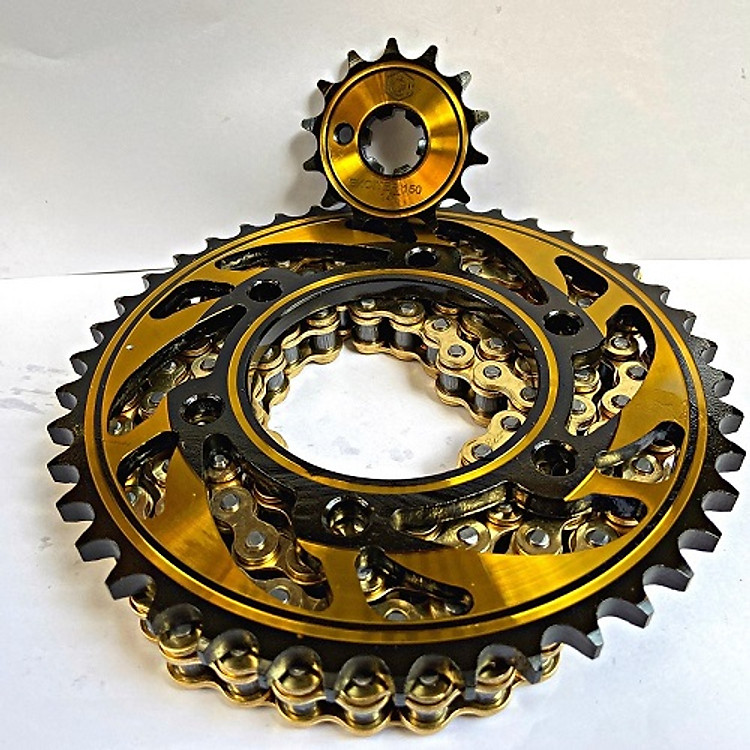 Nhông sên dĩa dành cho Exciter 150 44T đề 3 cực nhanh mẫu vàng xéo