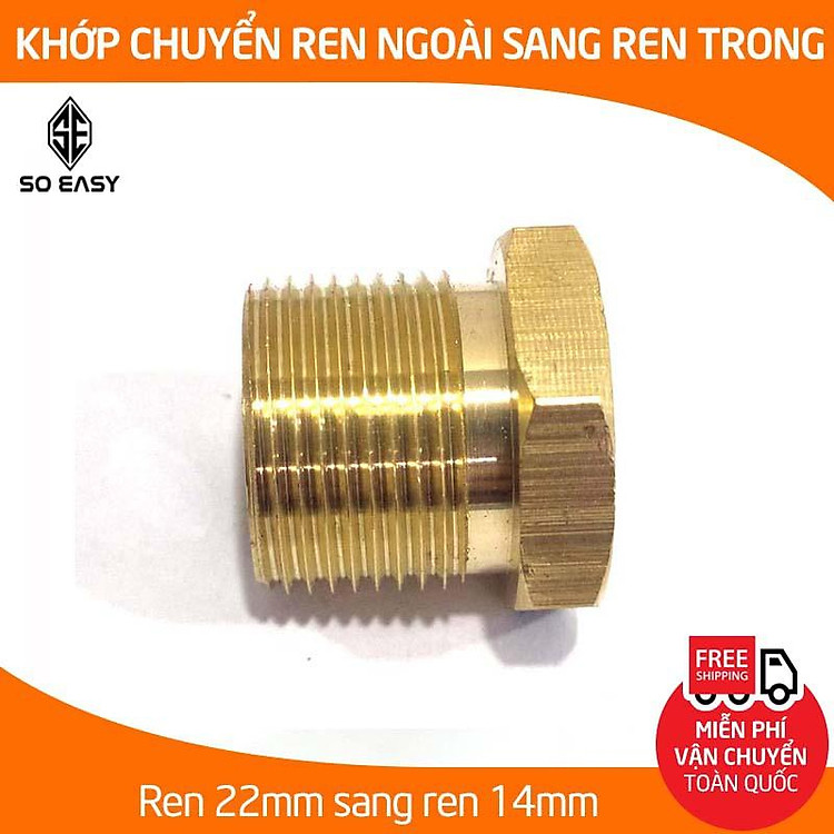 Khớp chuyển ren ngoài 22mm sang ren trong 14mm – phụ kiện máy rửa xe – khớp nối chuyển ren – đầu nối ren 22mm C0004-28