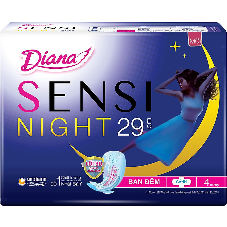 Băng Vệ Sinh Diana Sensi Night 29cm (Gói 4 Miếng)