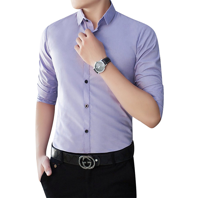 Áo Sơ Mi Nam Tay Dài Kingman KM0018 - Tím Nhạt